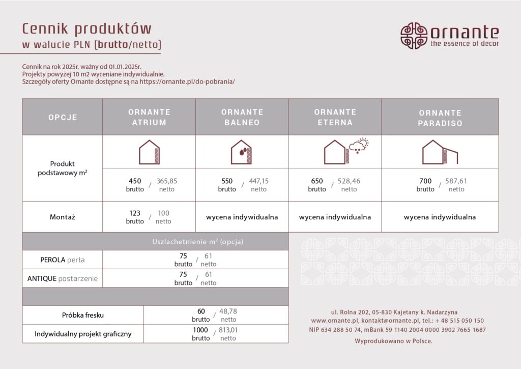 cennik ornante